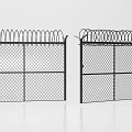 Black Wire Mesh Security Fence with Barbed Wire and Double Gate Mesh Structure 3d model