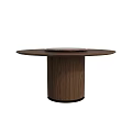 Modern Round Wooden Dining Table With Cylindrical Leg And Solid Wood Top 3d model