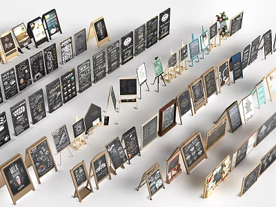 Various Wooden Frame Display Boards With Different Designs For Retail Advertising 3d model