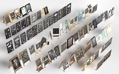 Modern small blackboard easel billboard 3d model