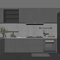 Modern Gray Kitchen Interior Design With Cabinets Appliances And Under Cabinet Lighting