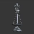 Ornamental metal balance scale with decorative base trays and chains