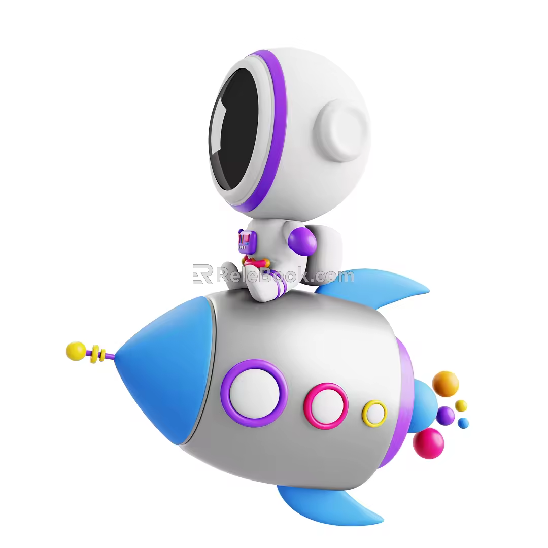Astronaut Sky Space Station Worker Cartoon Astronaut Rocket 3d model