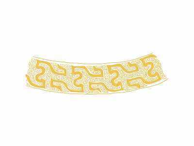 Yellow Decorative Band Featuring Intricate Geometric Patterns And Traditional Art Motifs 3d model