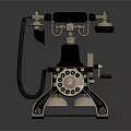 Vintage Mobile Digital Telephone with Rotary Dial and Classic Metal Wooden Design