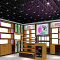 Wooden Pharmacy Display Shelves With Multiple Layers Glass Doors Lighting And Labels