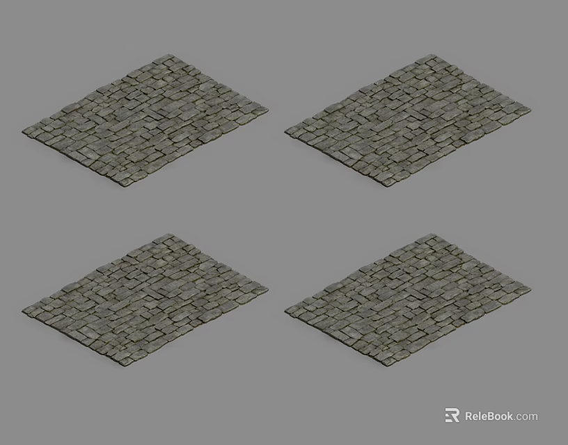 Stone Ground Paving Tiles With Natural Gray Irregular Surface Design And Texture 3d model 