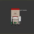 Chefino Taste Food Cart With Red Roof Beige Body And Green Wheels