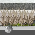 Pampas Grass and Green Plant Combination with Wall Art Concrete Planter and Moon Shaped Light