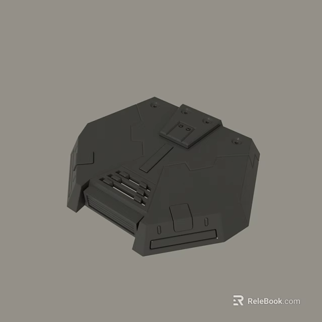 Black Mechanical Component 3D Model With Geometric Structure And Panel Details 3d model 