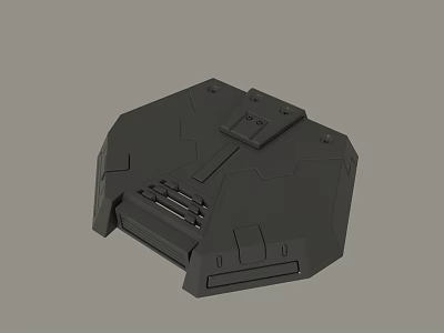 Black Mechanical Component 3D Model With Geometric Structure And Panel Details 3d model