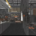 Industrial Vintage Hotpot Restaurant Interior With Weathered Brick Walls Arched Structure And Orange Chairs
