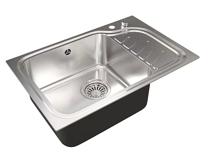 Stainless Steel Single Bowl Kitchen Sink With Built In Drainer For Home 3d model