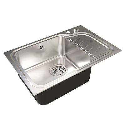Stainless Steel Single Bowl Kitchen Sink With Built In Drainer For Home 3d model