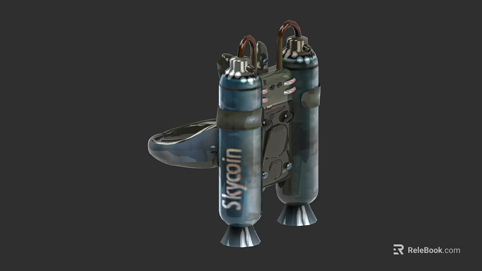 Skycoin Apparatus With Two Cylindrical Containers Metal Rings And Base Stand 3d model 
