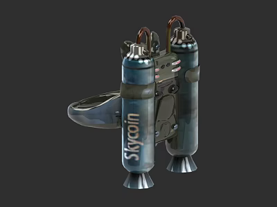 Skycoin Apparatus With Two Cylindrical Containers Metal Rings And Base Stand 3d model