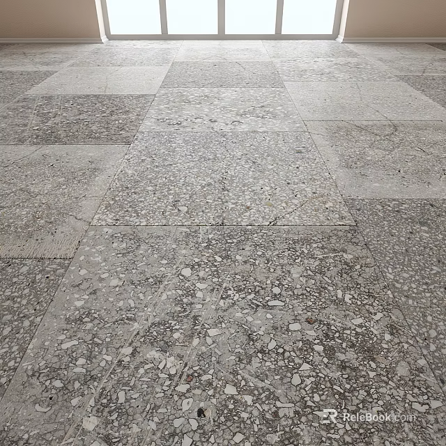Terrazzo Floor Construction With Square Tiles And Pebble Texture Details 3d model 