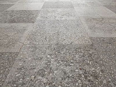 Terrazzo Floor Construction With Square Tiles And Pebble Texture Details 3d model