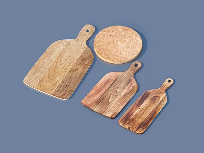 Wooden Kitchen Cutting Boards with Various Sizes and Natural Wood Texture for Home Cooking Prep 3d model