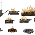 Various Garden Fire Pit Designs With Wooden Logs Stone Surrounds And Hanging Cauldron