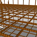 Intricate Grid Structure With Orange Lines And Gray Squares Design 3d model