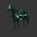 Traditional Decorated Horse With Blue Saddle Ornamental Bridle And Tassels