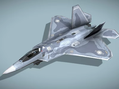 Advanced Stealth Fighter Jet With Grey Camouflage Aerodynamic Design And Military Cockpit 3d model