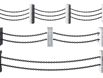 Modern Fence Chain Guardrail Fence Combination 3d model