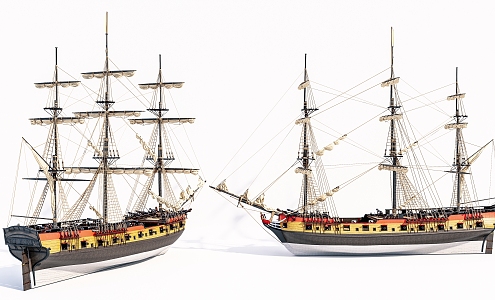 modern sailing ship 3d model