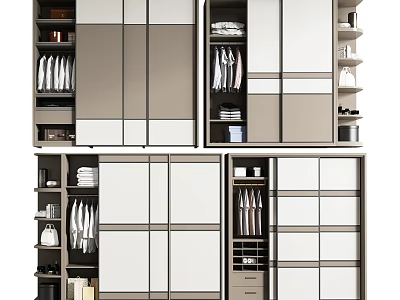 Modern Sleek Wardrobe Interior Design With Hanging Space Drawers And Shelves 3d model