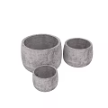 Gray Textured Decorative Set With Various Sizes Concrete Vases For Home Decoration