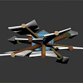 Bundled Arrows With White Arrowheads And Brown Shafts Tied In Blue Ribbon