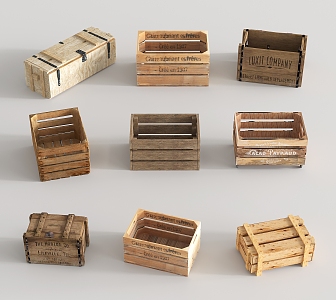 Wooden box express box storage box toolbox packing box beer box outdoor box 3d model