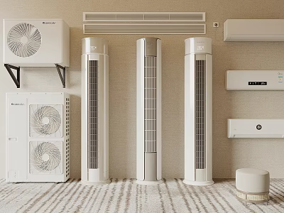 Various Types Of Air Conditioners On 3d model