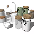 Ceramic Storage Jars With Wooden And Cork Lids For Kitchen Organization