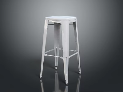 Modern White Metal Bar Stool With Sleek Design And Sturdy Structure 3d model