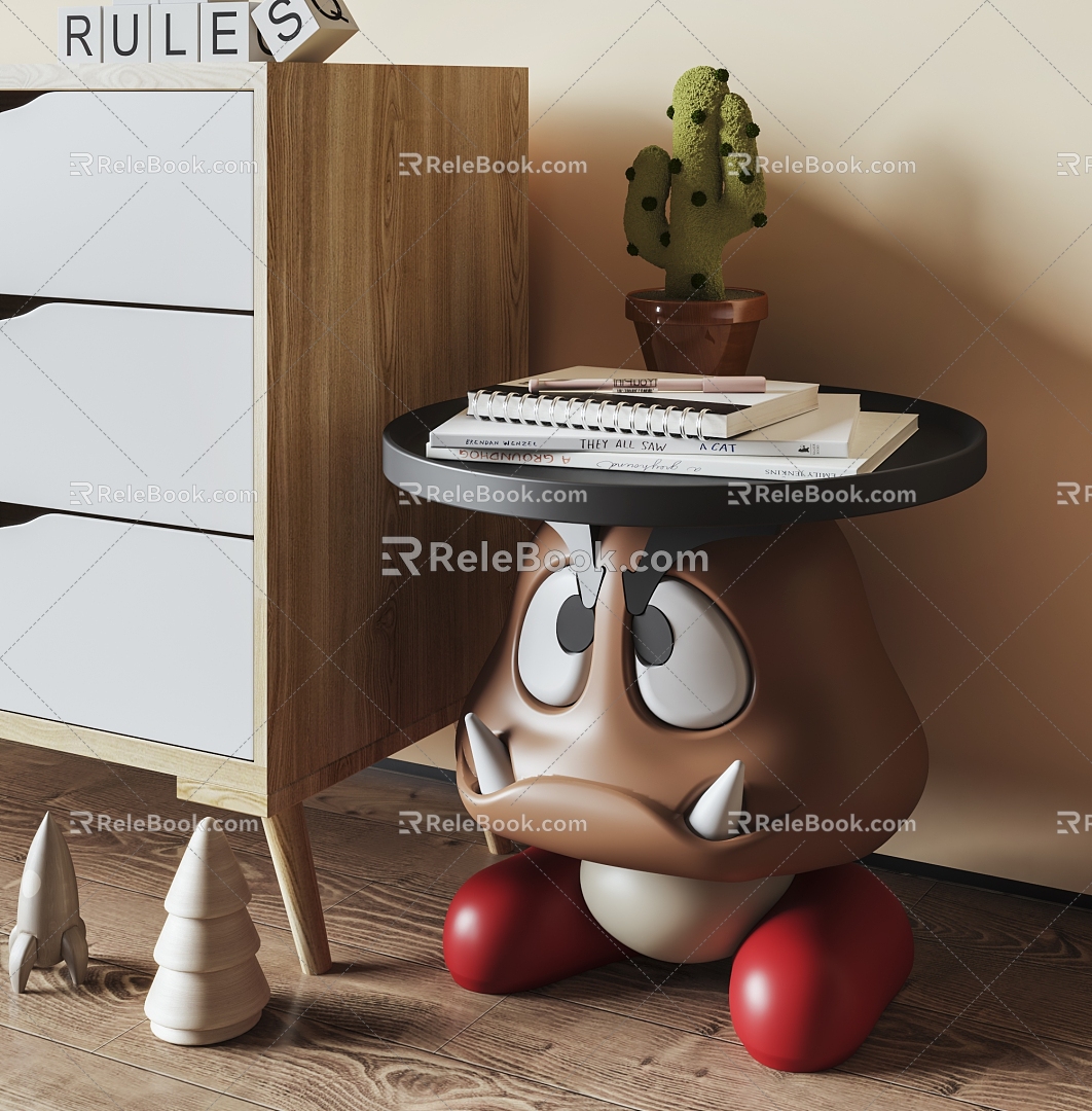 Cartoon Side Table Corner Table Children's Cream Style Side Cartoon Mushroom Side Corner Table Bedside Table Sofa Side Table Coffee Table model