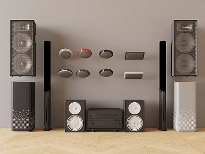 Diverse Design Home Audio Speakers Including Floor Standing Bookshelf Units 3d model