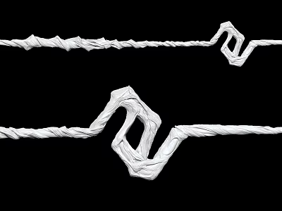 White Twisted Sculptural Structure On Black Background With Interlaced Lines 3d model