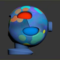 Vibrant Colorful Sphere With Various Colored Circles On Blue Base