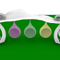 Colorful Playground Equipment With White Curved Canopy And Hanging Purple Green Yellow Pods