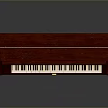 Vintage Red Wooden Upright Piano With White Keys And Golden Accents