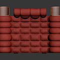 Red Tufted Leather Accent Chair With Modern Wooden Frame And Unique Armrests