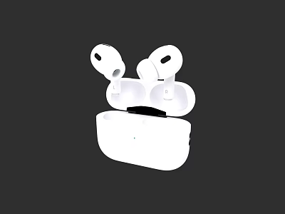 White Wireless Earbuds With Charging Case And Open Ear Design 3d model