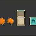 Whole and Bitten Burgers with Open Paper Boxes from Burger House on Dark Surface