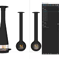Black Modern Fireplaces with Various Shapes and Burning Flames in Contemporary Design