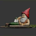 Game Movie Character Gnome With Red Pointed Hat White Beard Holding Book On Welcome Sign