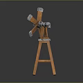 Vintage Mechanical Device On Wooden Tripod Stand With Metal Components