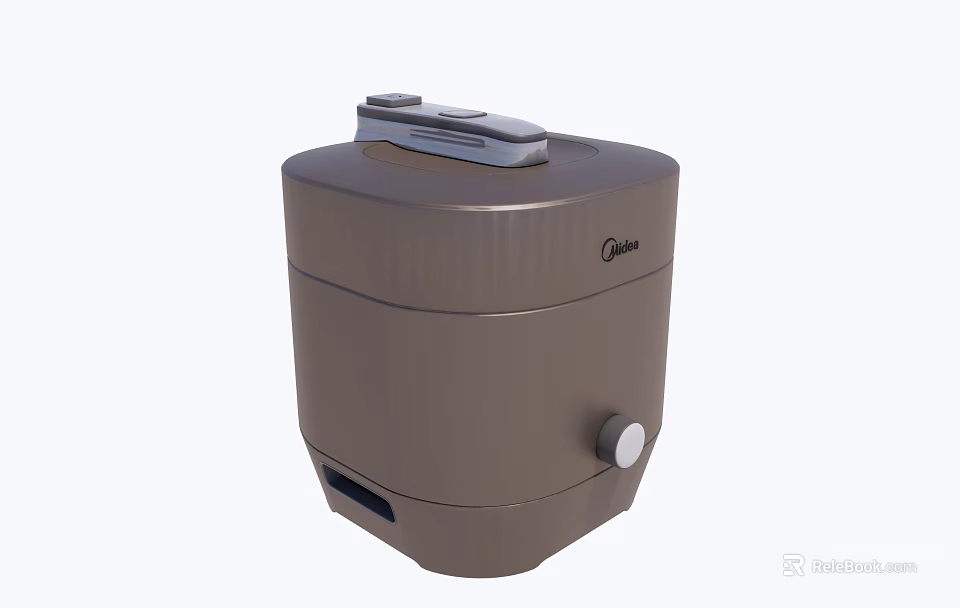 Midea Brown Electric Rice Cooker Kitchen Appliance With Control Panel And Knob 3d model 