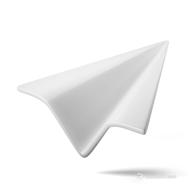 White Paper Airplane With Triangular Shape And Smooth Minimalist Design 3d model 